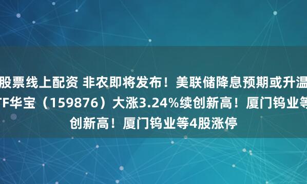 股票线上配资 非农即将发布！美联储降息预期或升温！有色ETF华宝（159876）大涨3.24%续创新高！厦门钨业等4股涨停