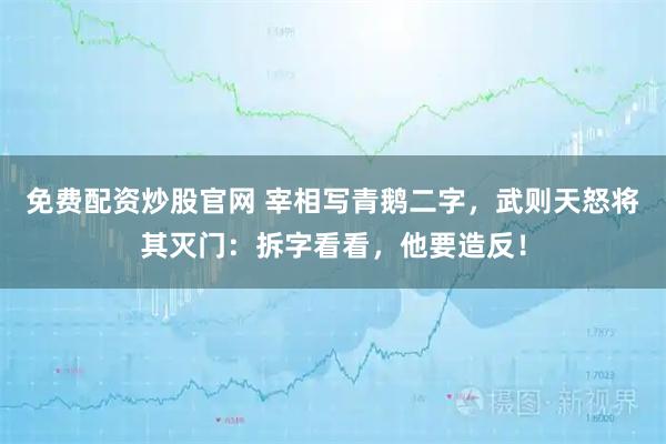 免费配资炒股官网 宰相写青鹅二字，武则天怒将其灭门：拆字看看，他要造反！