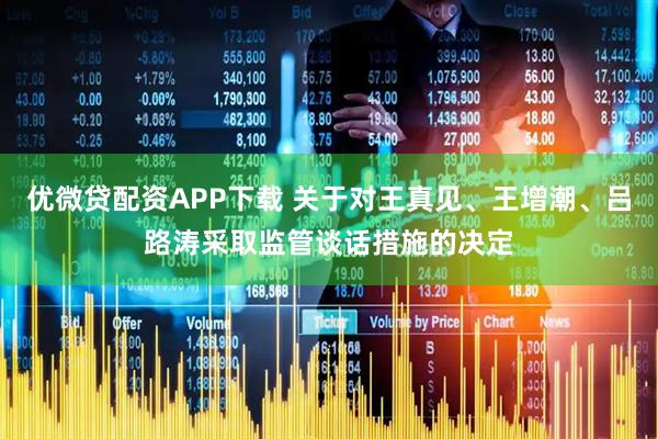 优微贷配资APP下载 关于对王真见、王增潮、吕路涛采取监管谈话措施的决定